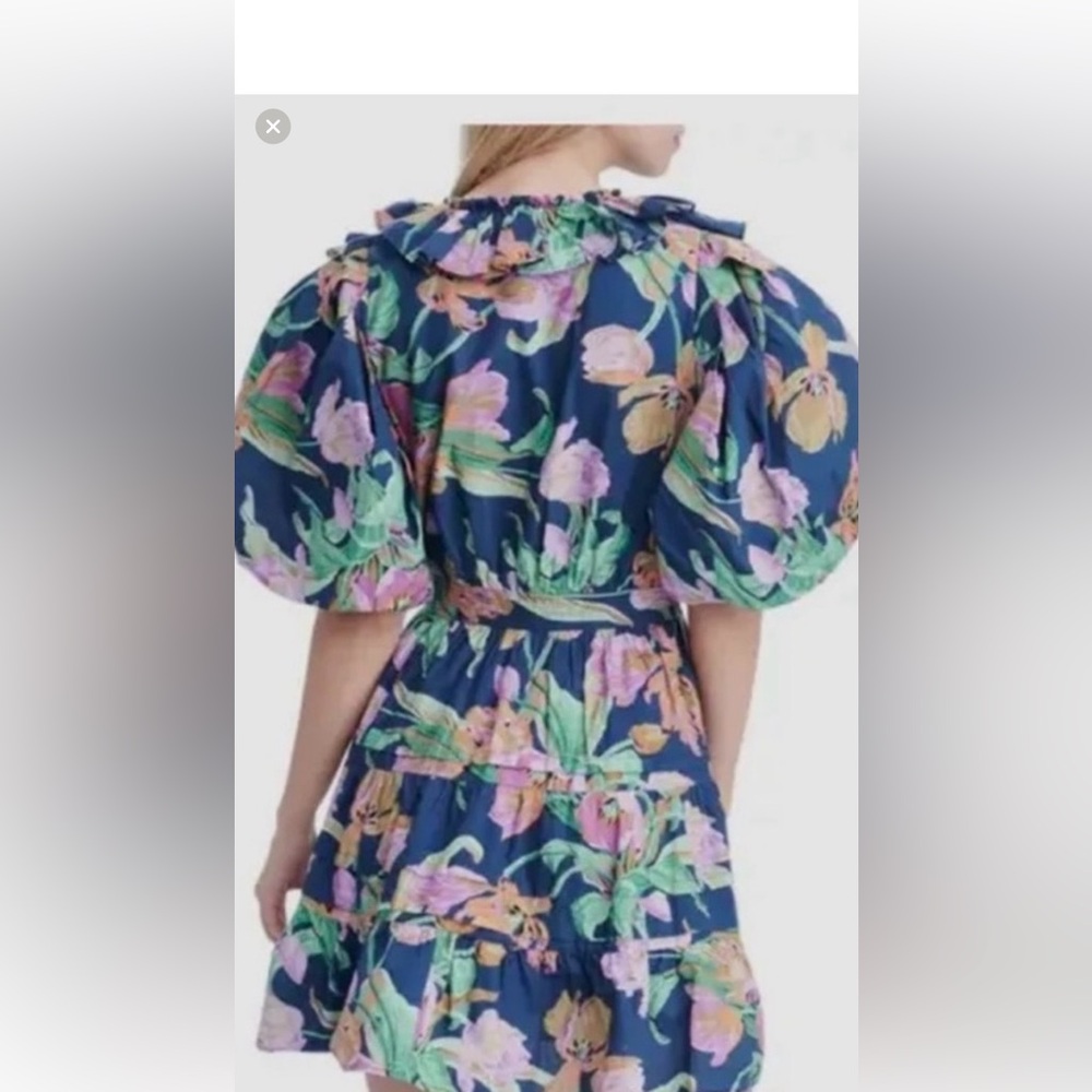 Floral Ruffle Wrap Dress - Navy Multi - Picture 6 of 7